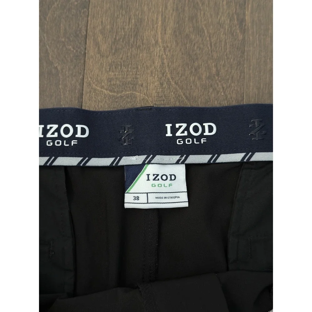 Izod Golf Mens Black Performance Shorts Slash Pockets Size 38W 9” Inseam Stretch
